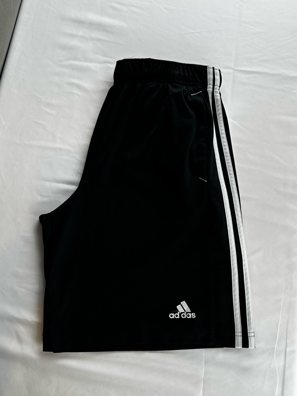 adidas Black Athletic Shorts with White Side Stripes